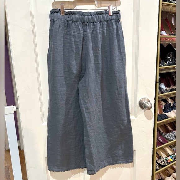 {Anthropologie | cloth & stone} Gray Linen Wide-Leg Crop Pants - Picture 4 of 10